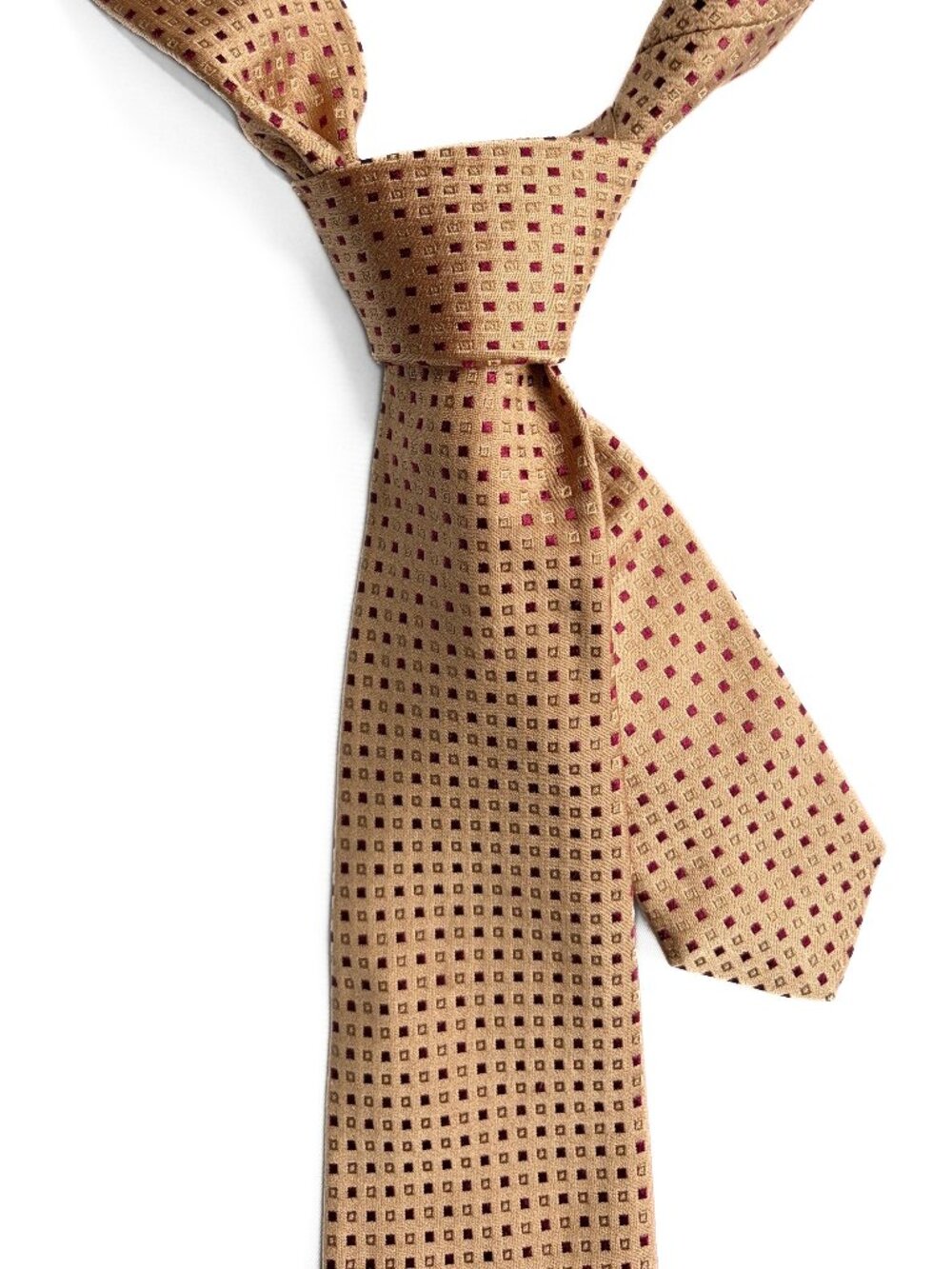 Kiton Napoli Geometric Tie in Yellow Bronze / Pink 3.75" inches